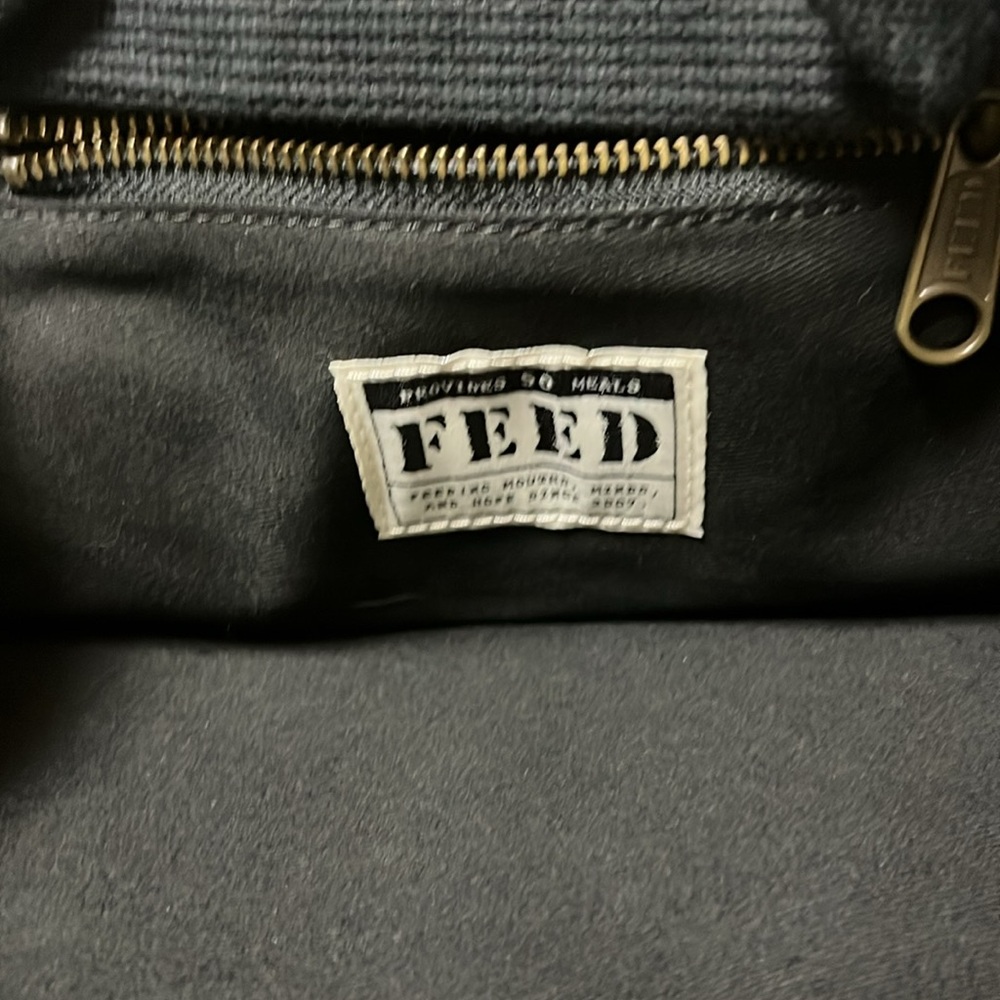FEED tote bag, canvas, charcoal, and black 14 x 12 x 4 minimalist unisex - Picture 2 of 4